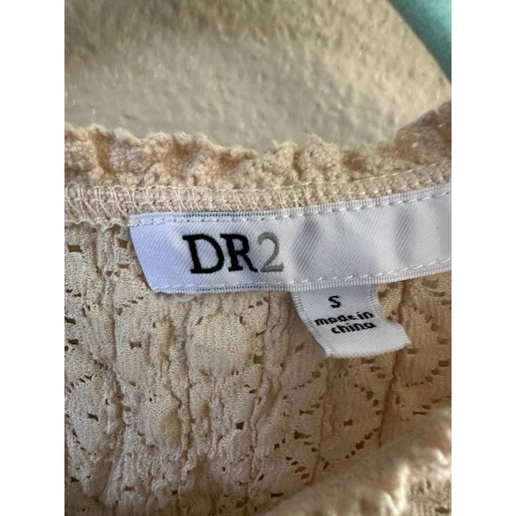 DR2 Womens Off White Blouse Small short sleeve textured‎ polyester round neck - Picture 6 of 8